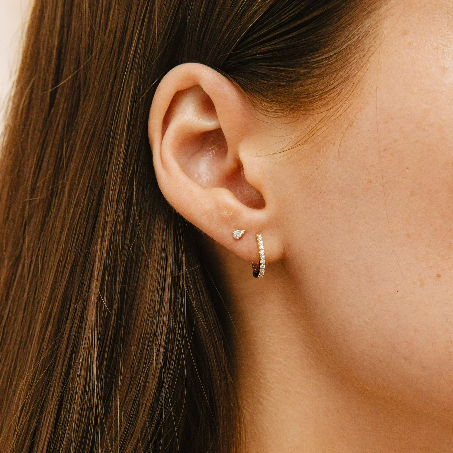 Dana Rebecca Designs Medium Diamond Huggie Earrings - Rose Gold - Image 2