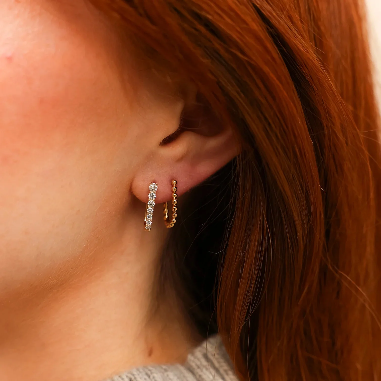 Dana Rebecca Designs Poppy Rae 14k Yellow Gold Pebble U Hoops - Image 3