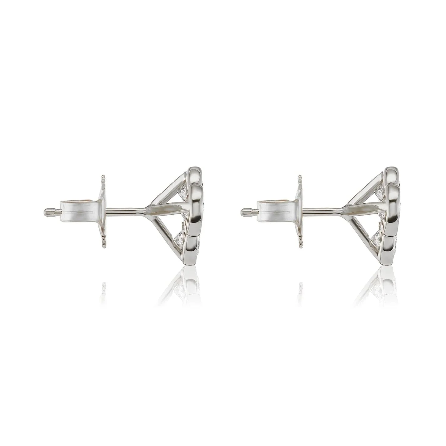 David Weisz 18k White Gold Triple Martini Diamond Bezel Trio Studs - Image 2