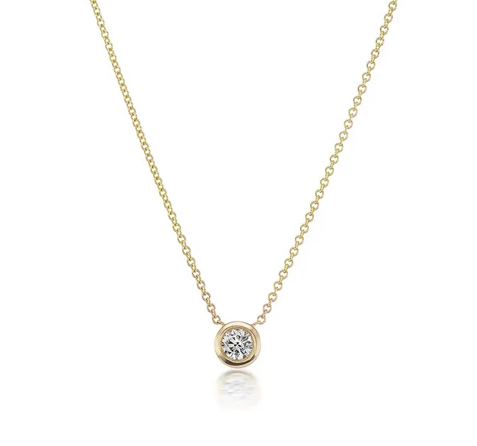 David Weisz 18k Yellow Gold Diamond Bezel Solitaire Pendant - .26ct