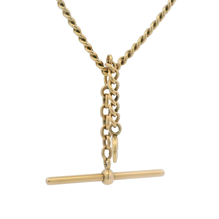 Estate 10k and 14k Yellow Gold Curb-Link Watch Chain–Style Necklace – 17"