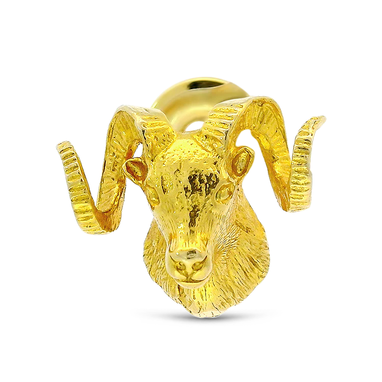 Estate 10k Yellow Gold Rocky Mountain Bighorn Ram Head Pin