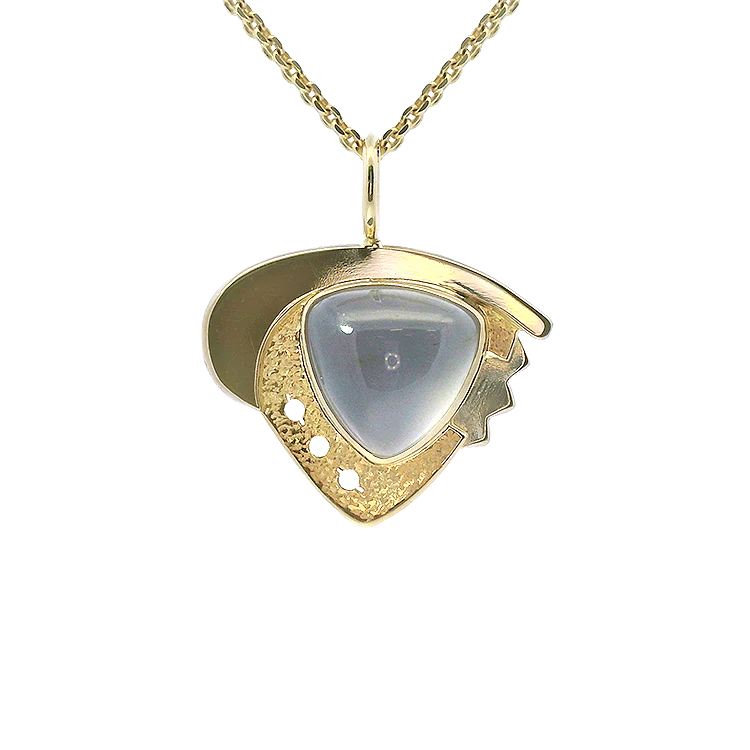 Estate 14k Two-Tone Chalcedony Abstract Pendant
