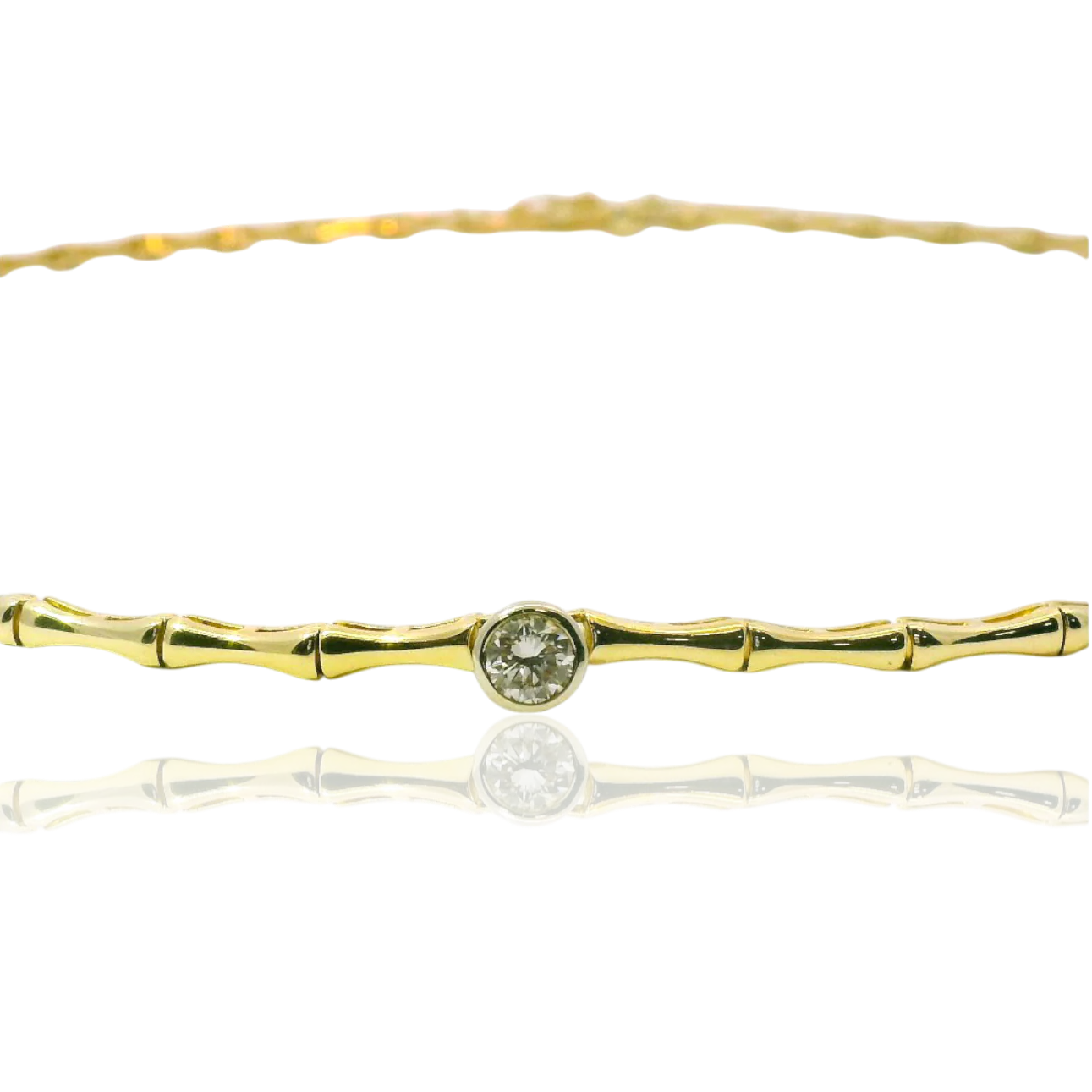Estate 14K Two-Tone Diamond Bamboo Necklace