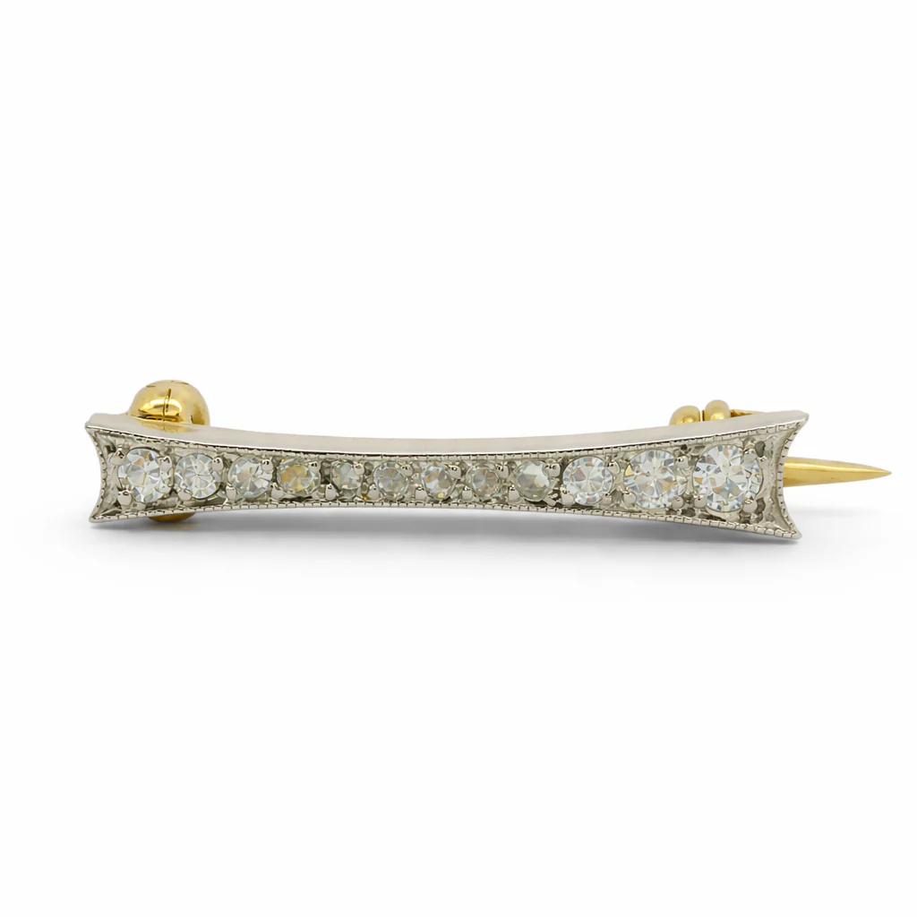 Estate 14K Two-Tone Diamond Bar Pin