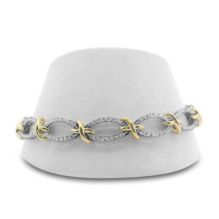 Estate 14k Two-Tone Diamond Link Bracelet
