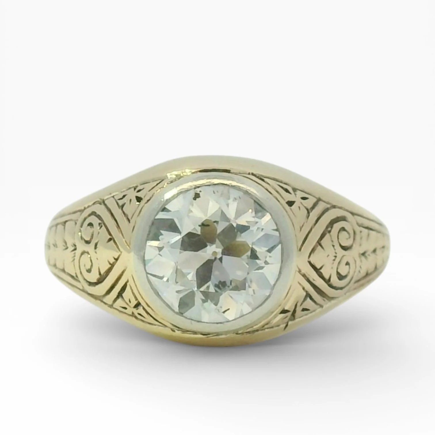 Estate 14K Two-Tone Gold Old European-Cut Diamond Ring