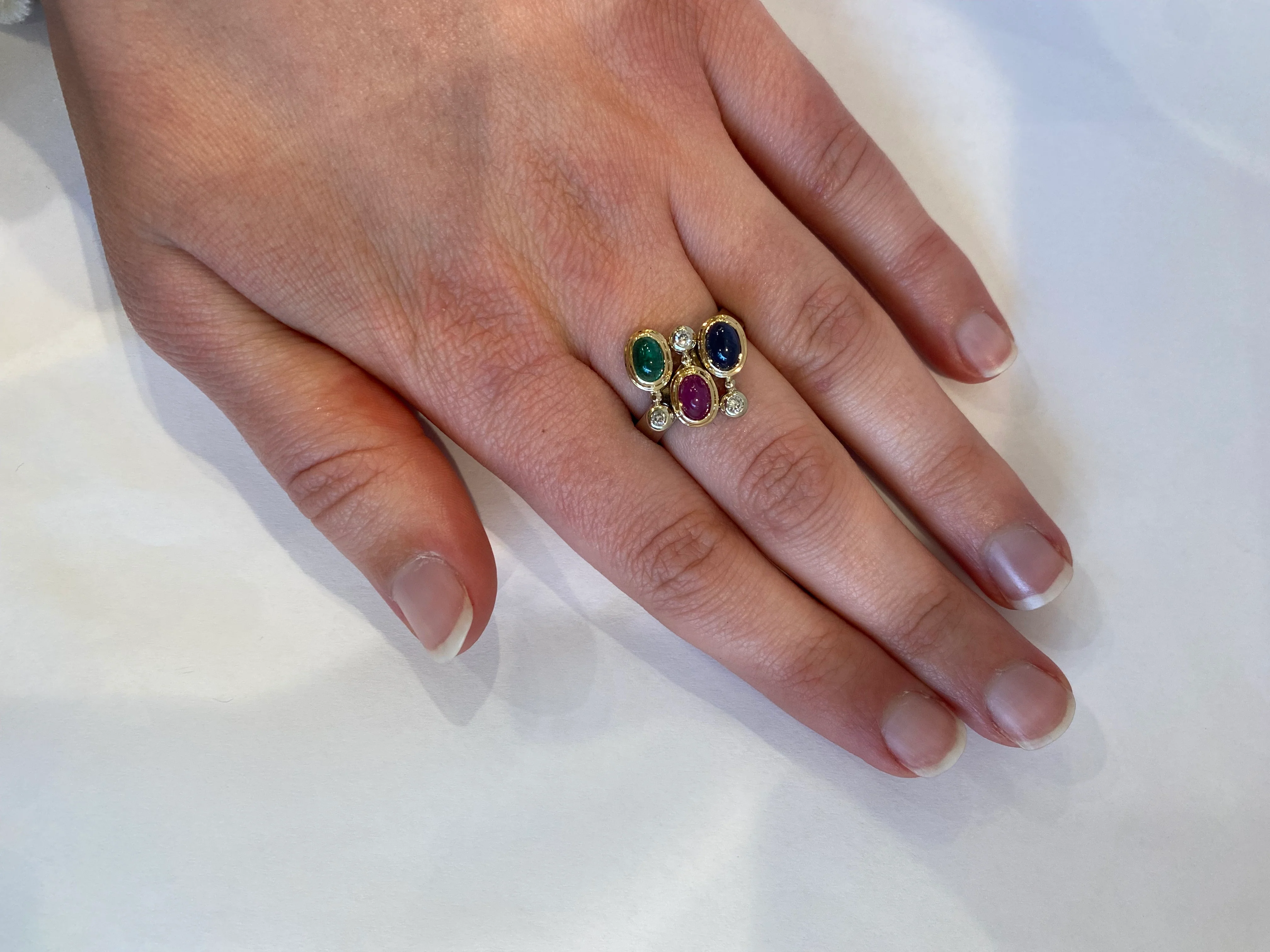 Estate 14K Two-Tone Multi-Gemstone & Diamond Ring - Image 2