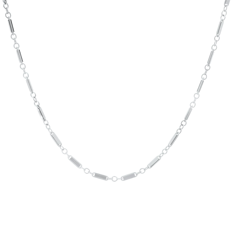 Estate 14k White Gold Bar Link Chain - 16"