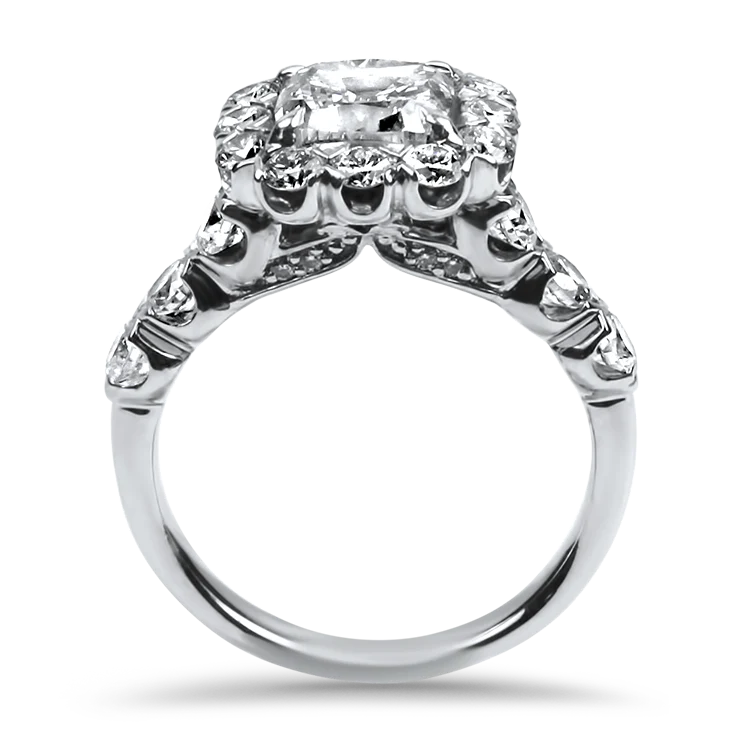 Estate Christopher Designs 14k White Gold 1.70cts Cushion Diamond Engagement Ring - Image 3