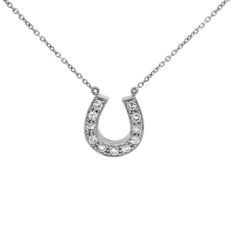 Estate 14k White Gold Diamond Horseshoe Necklace