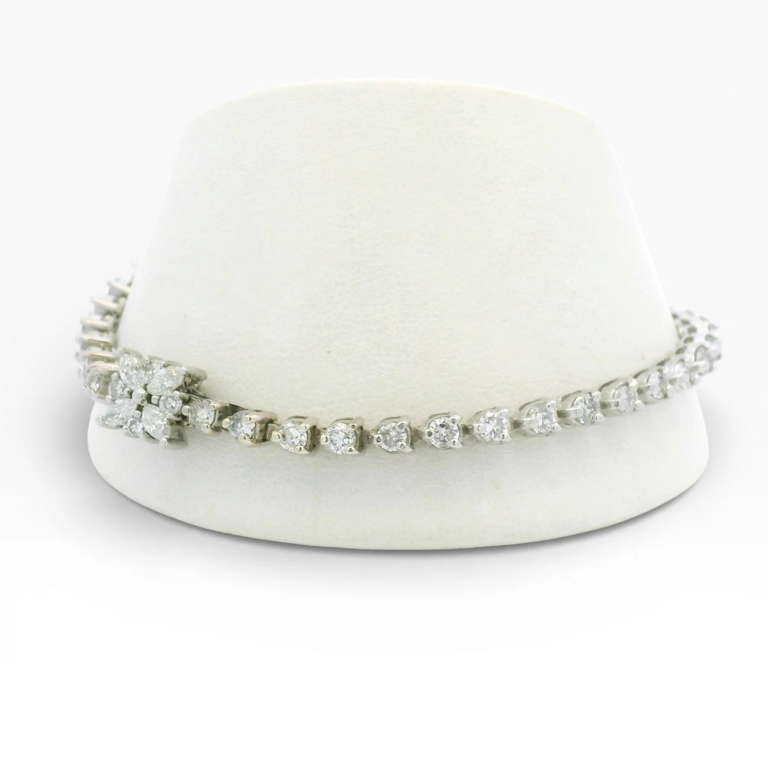 Estate 14K White Gold Diamond Line Bracelet -  3.45ctw