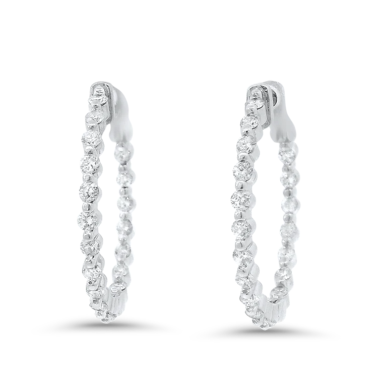 Estate 14k White Gold Inside-Out Diamond Hoop Earrings