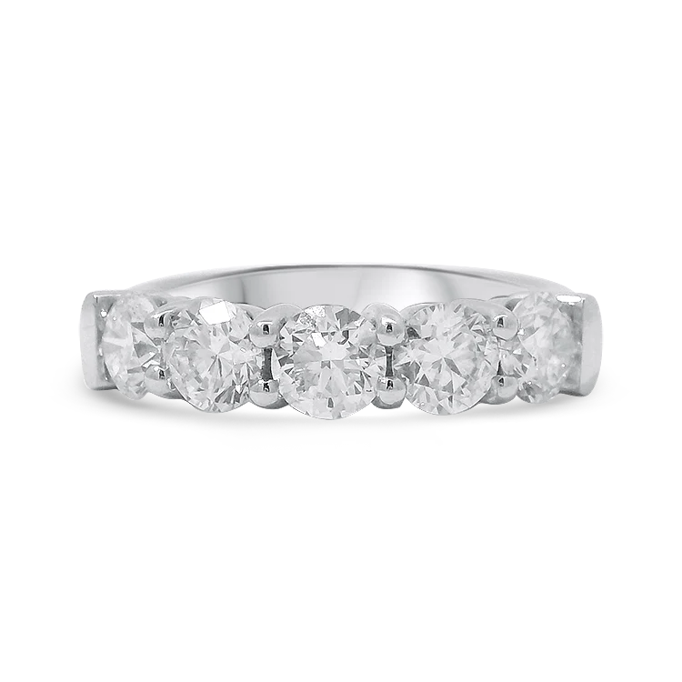 Estate 14k White Gold Round Diamond Band - 2.00ct