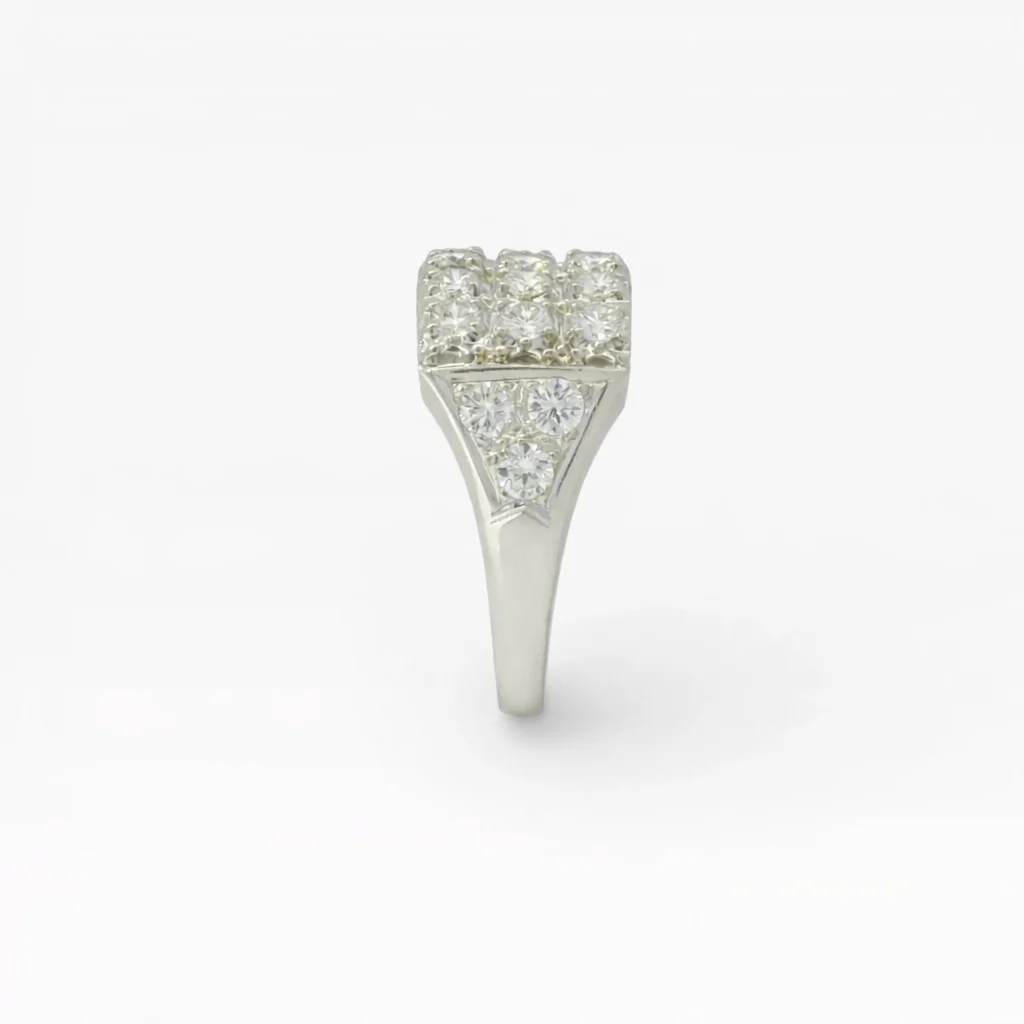 Estate 14K White Gold Three-Row Diamond Ring – 2.50ctw - Image 2