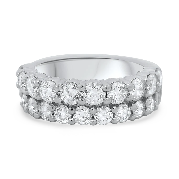 Estate 14k White Gold Two-Row Diamond Band - 2.88ct.