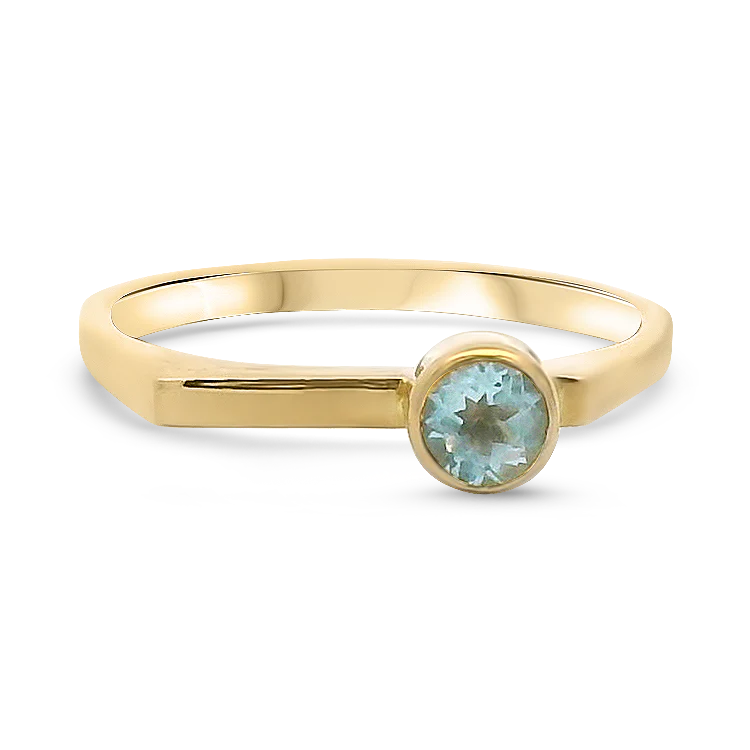 Estate 14k Yellow Gold Bezel-Set Aquamarine Ring