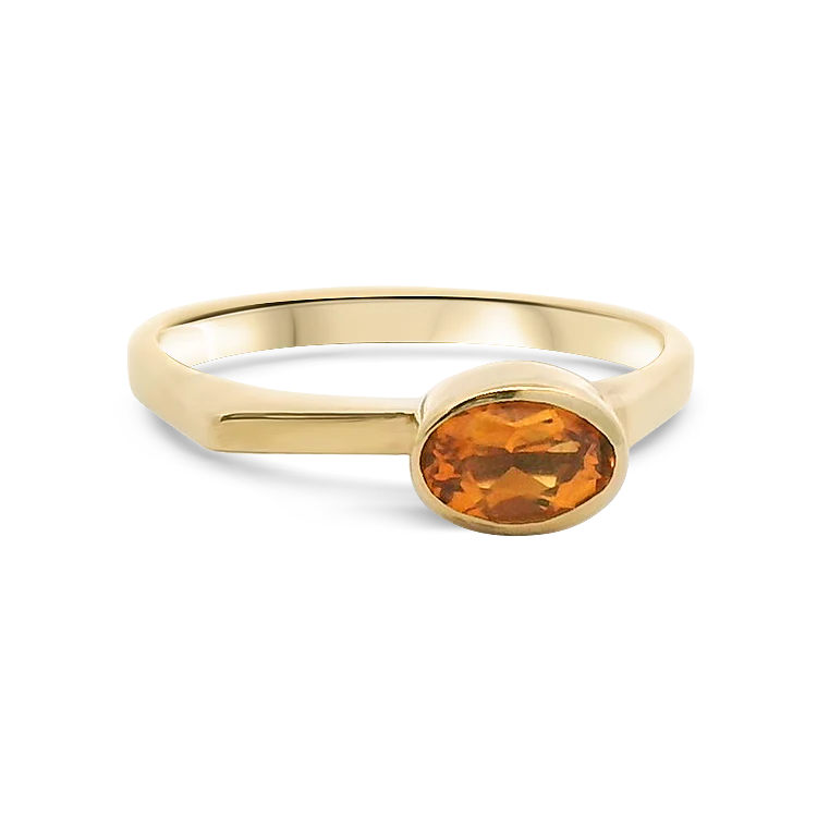 Estate 14k Yellow Gold Bezel-Set Citrine Ring