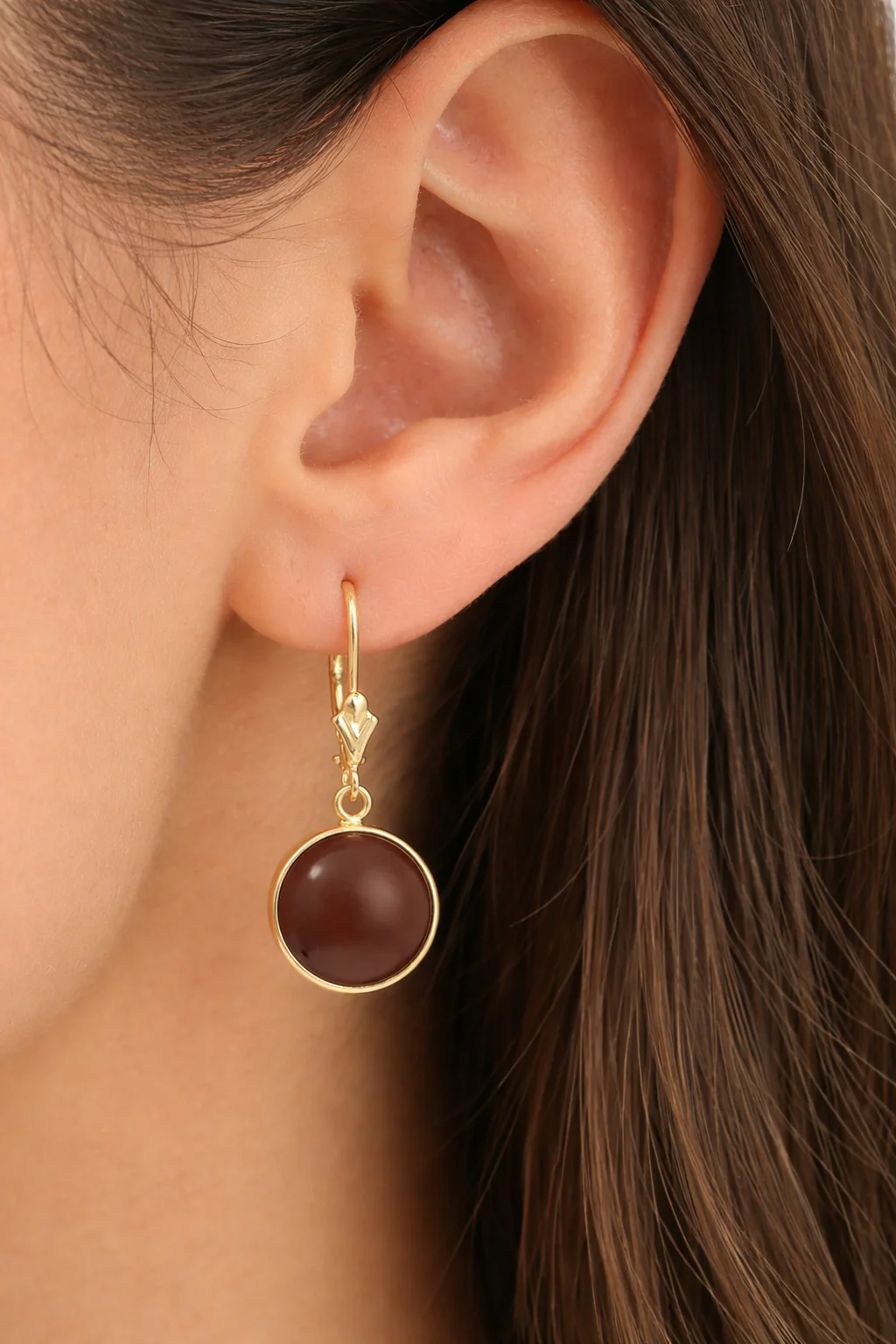 Estate 14K Yellow Gold Carnelian Drop Earrings - Image 2