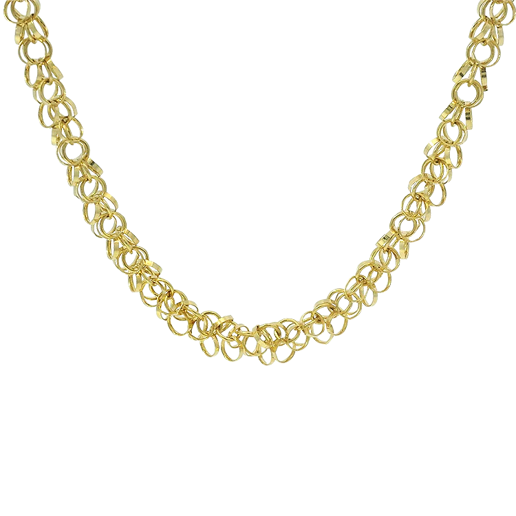 Estate 14K Yellow Gold Cluster Link Necklace