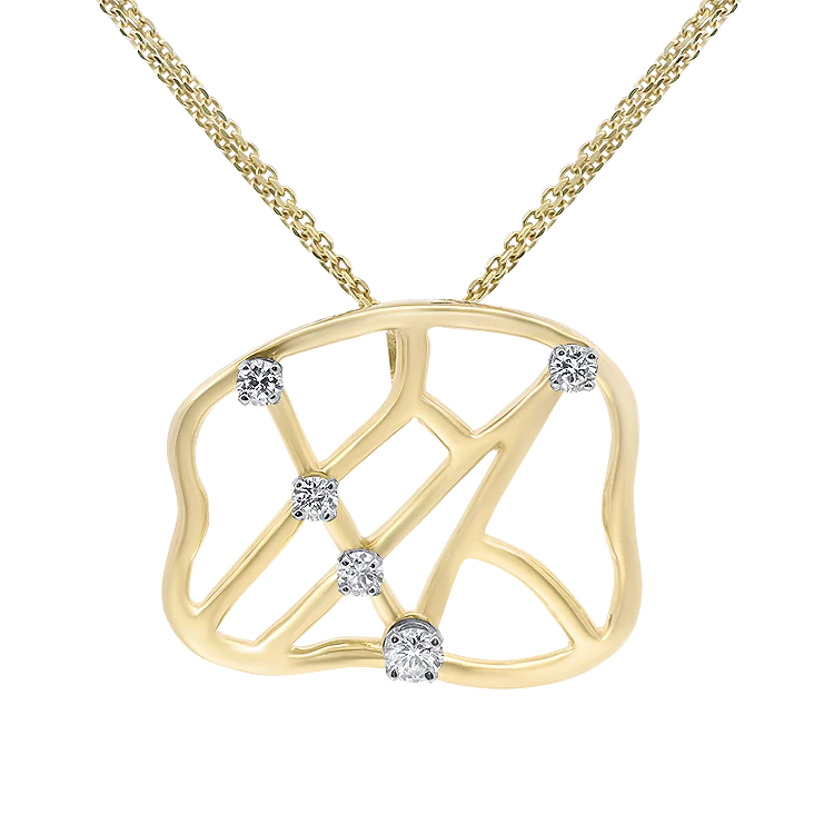 Estate 14k Yellow Gold Constellation Diamond Pendant