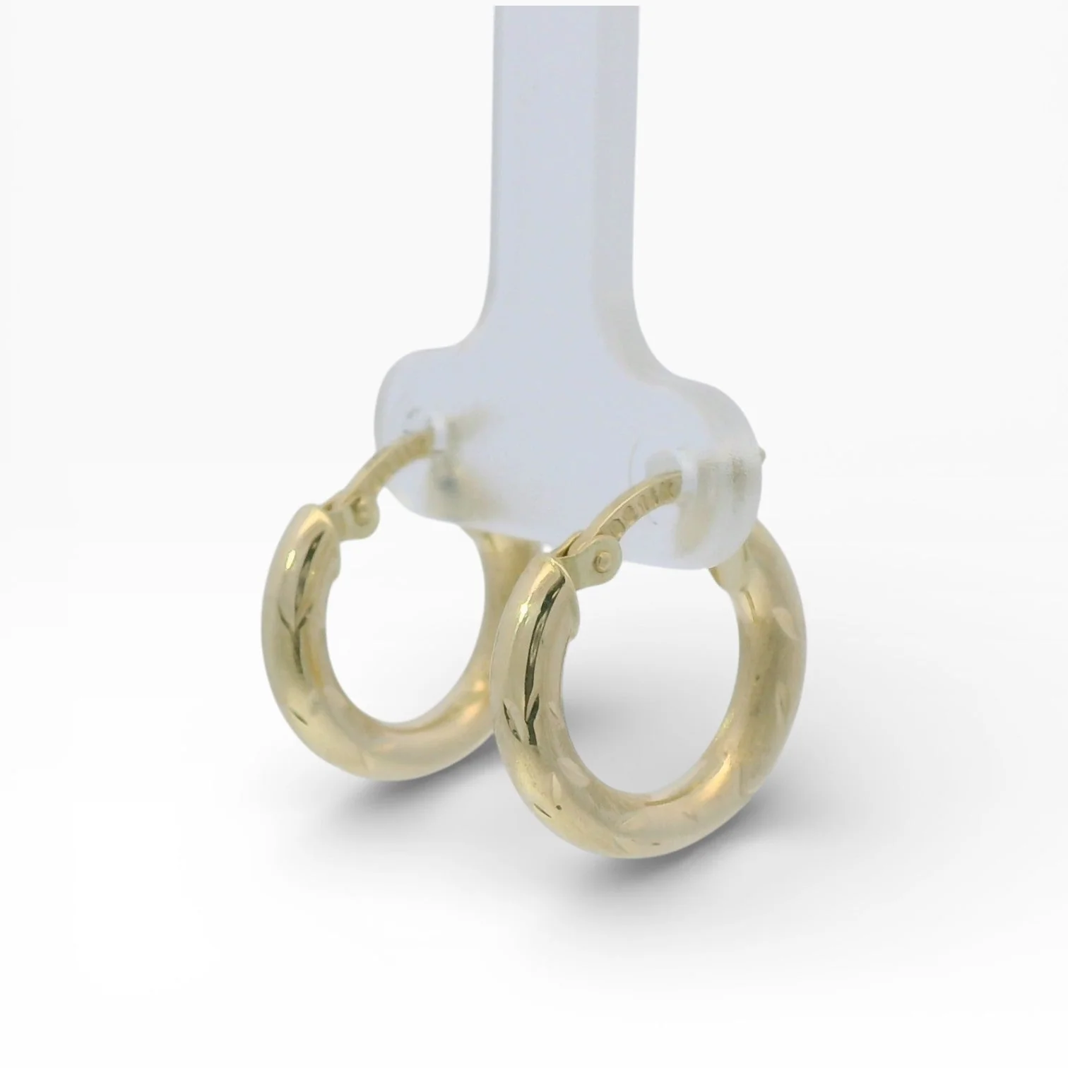 Estate 14K Yellow Gold Engraved Hoop Earrings