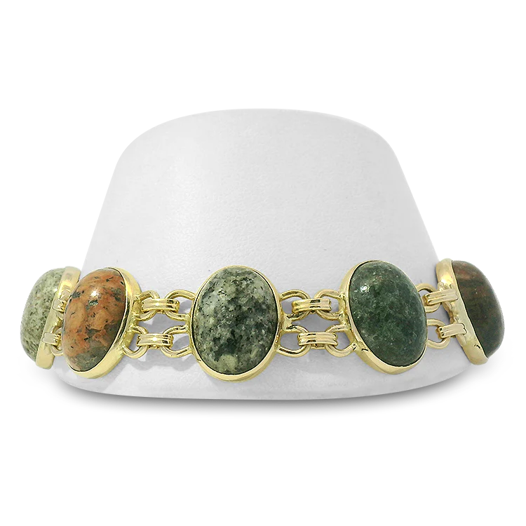 Estate 14K Yellow Gold Maine Coast Beach Stone Bracelet