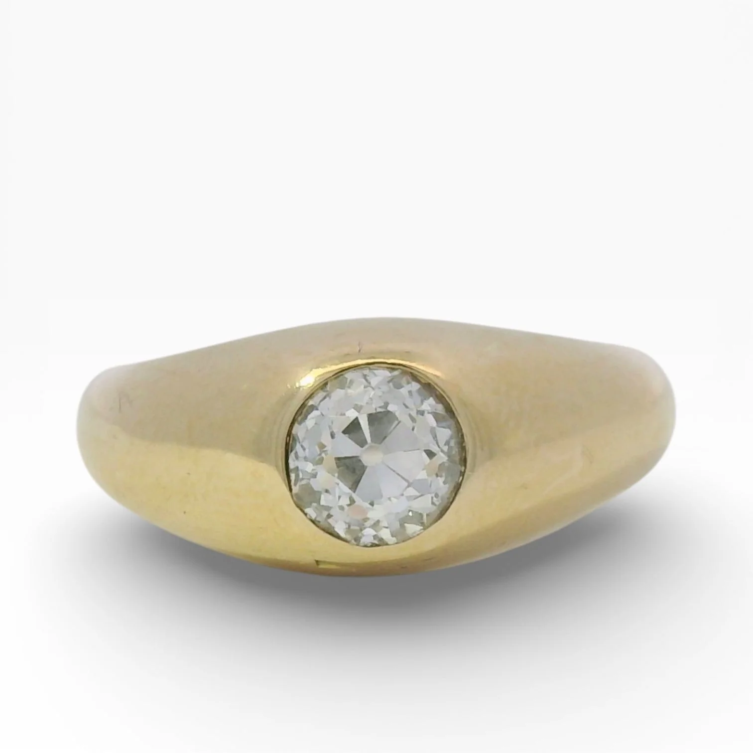 Estate 14K Yellow Gold Old Mine Cut Diamond Gypsy-Style Ring