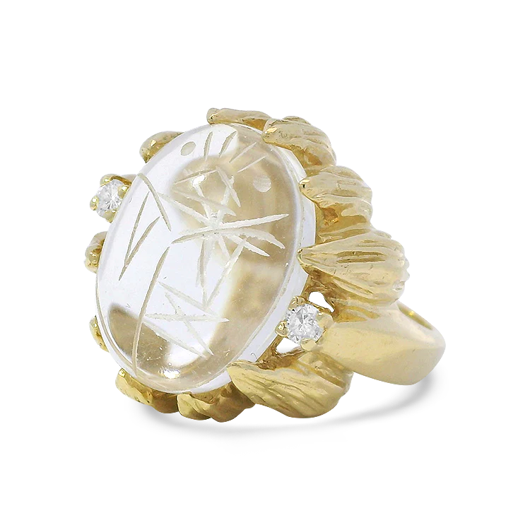 1870 Collection 14k Yellow Gold Oval Quartz Scarab & Diamond Ring