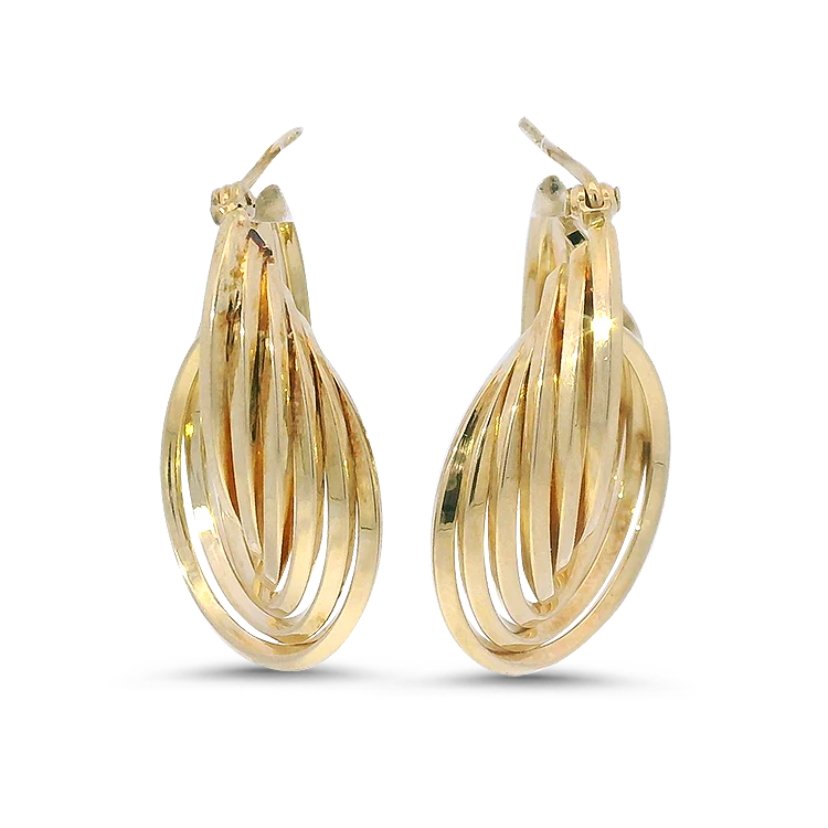 Estate 14k Yellow Gold Overlapping Square Hoop Earrings