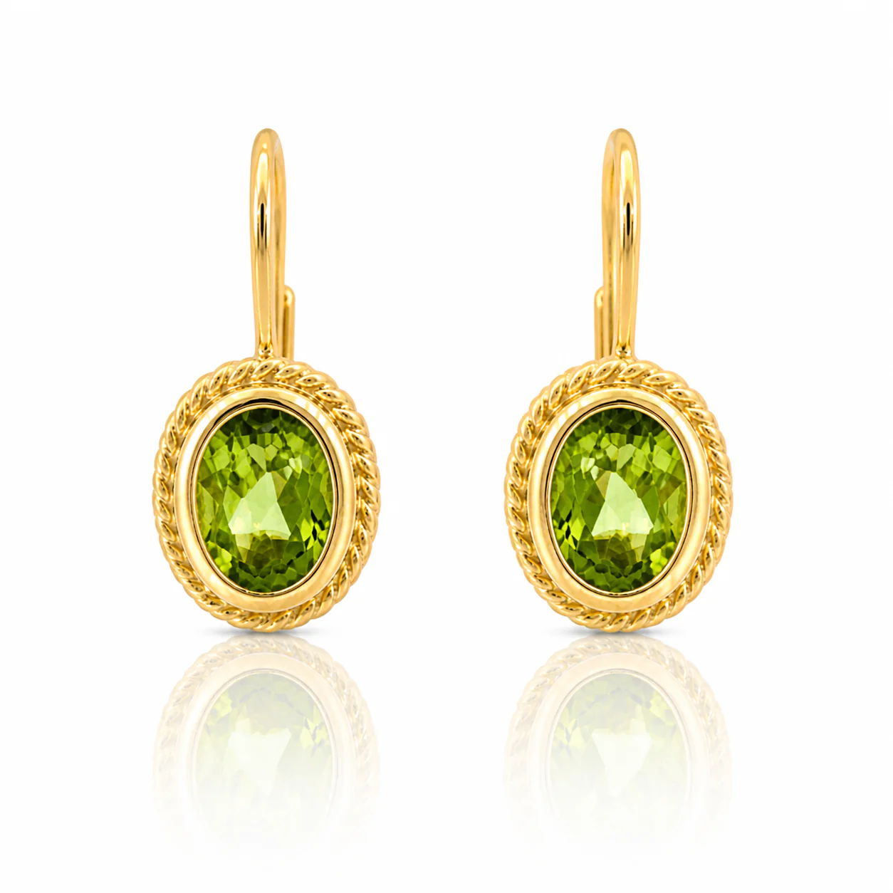 Estate 14K Yellow Gold Peridot Drop Earrings