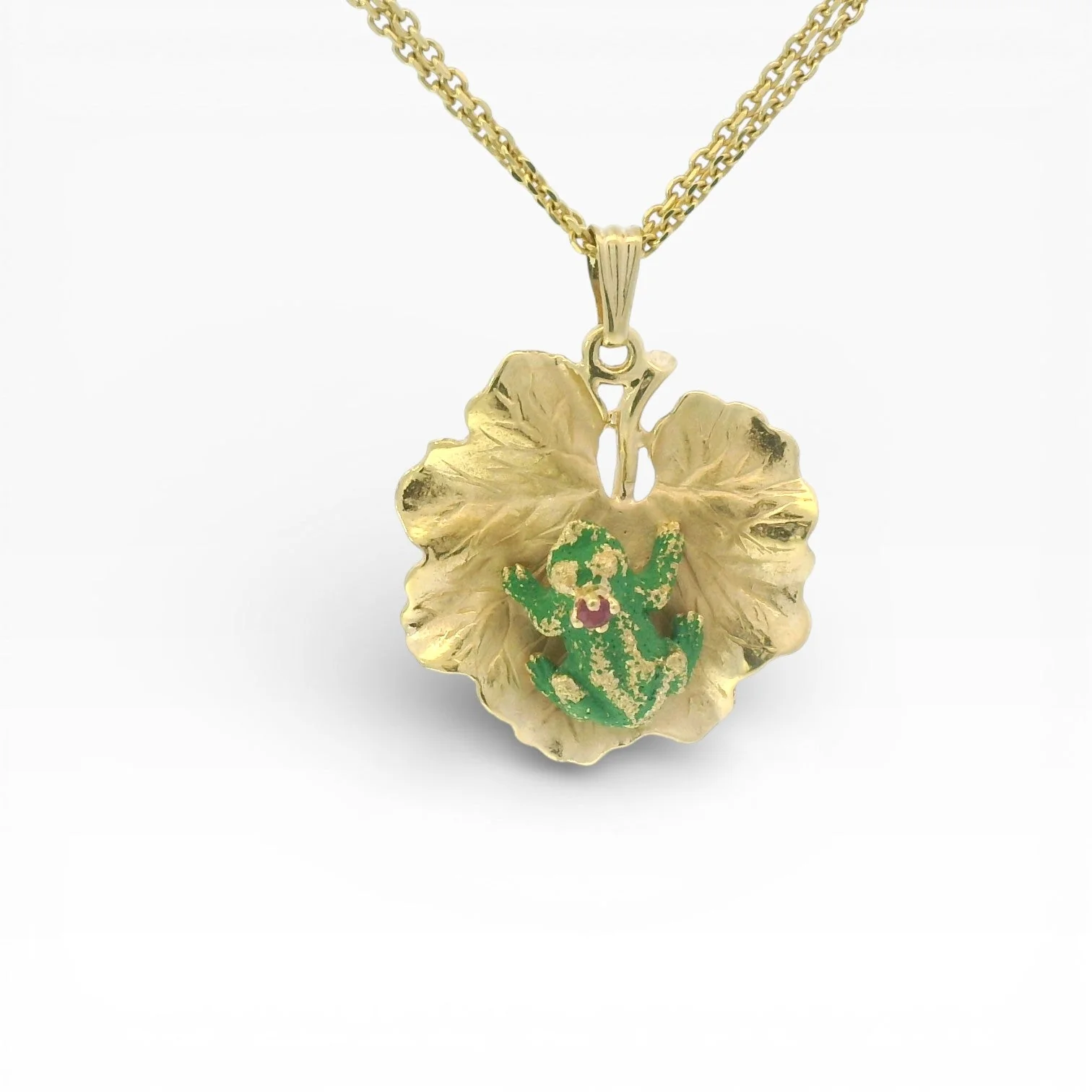 Estate 14K Yellow Gold Prince Frog on Lily Pad Charm
