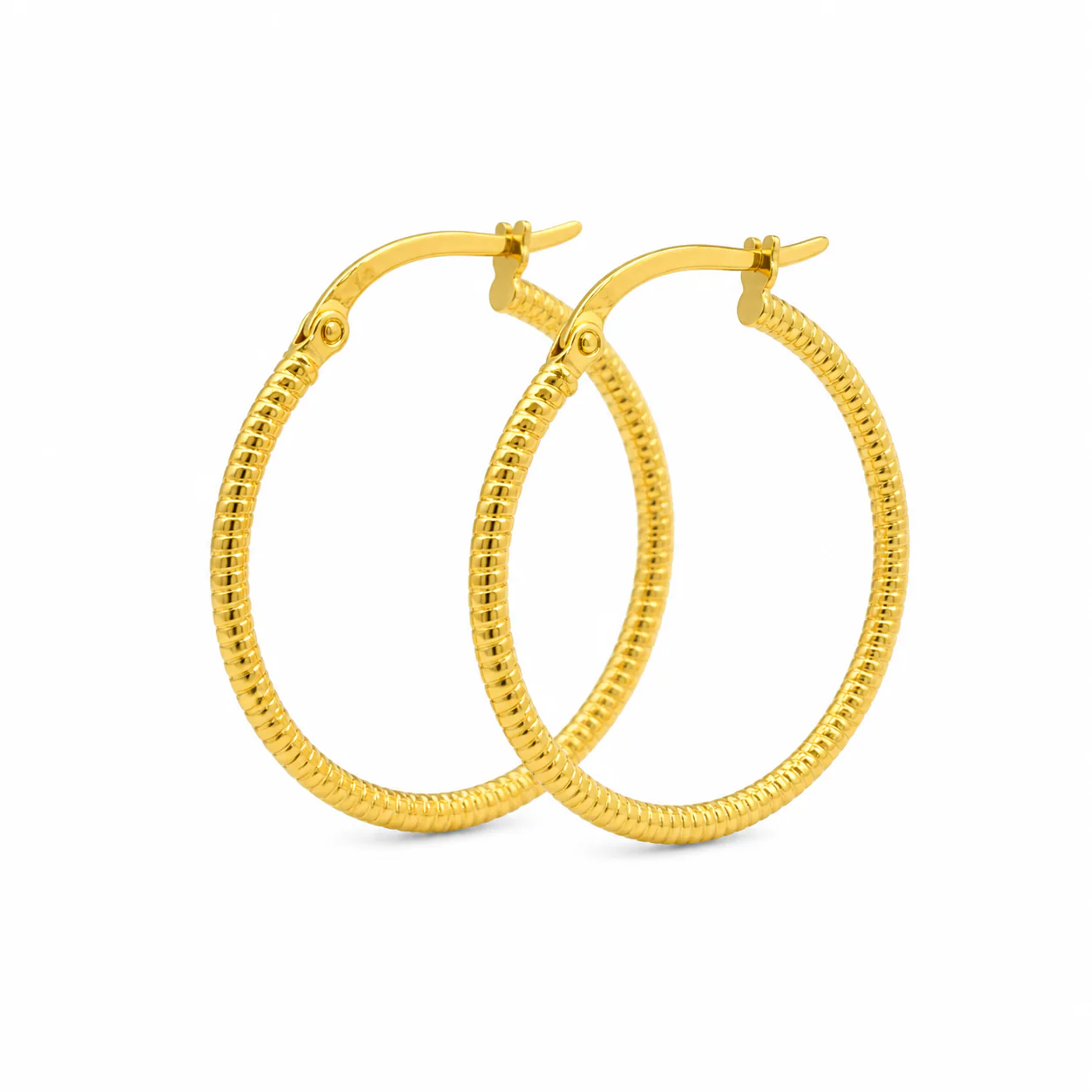 Estate 14K Yellow Gold Ribbed Hoop Earrings
