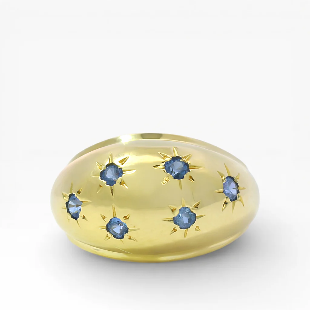 Estate 14K Yellow Gold Sapphire Bombe Dome Ring