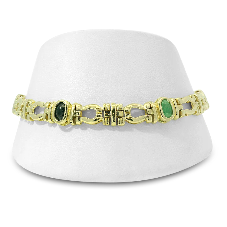 Estate 14K Yellow Gold Sapphire, Ruby & Emerald Bracelet