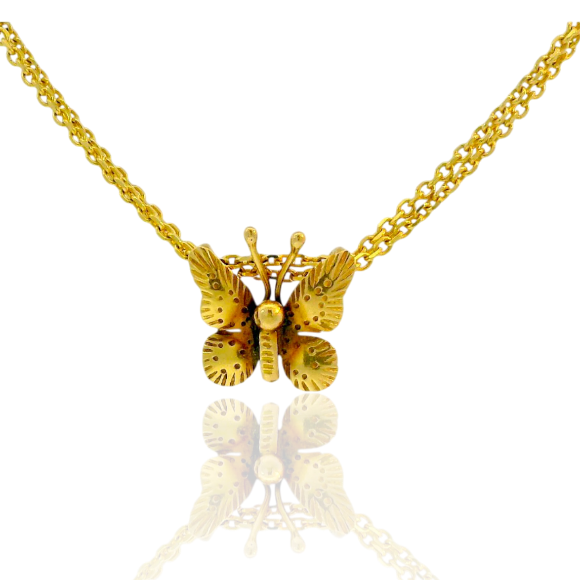 Estate 14K Yellow Gold Textured Butterfly Pendant