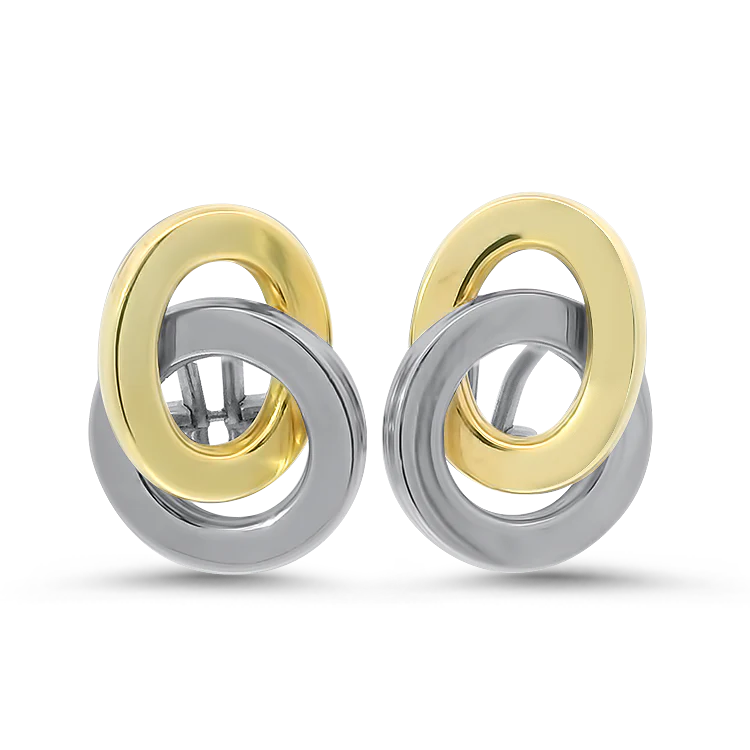 Estate 14k Yellow & White Gold Double Circle Earrings