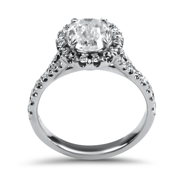 Estate 18k White Gold Christopher Designs L'amour Oval Halo Diamond Engagement Ring - 1.04ct - Image 3
