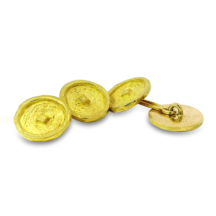 Estate 18k Yellow Gold Designer Circular Dahi Vetton Cuff Links