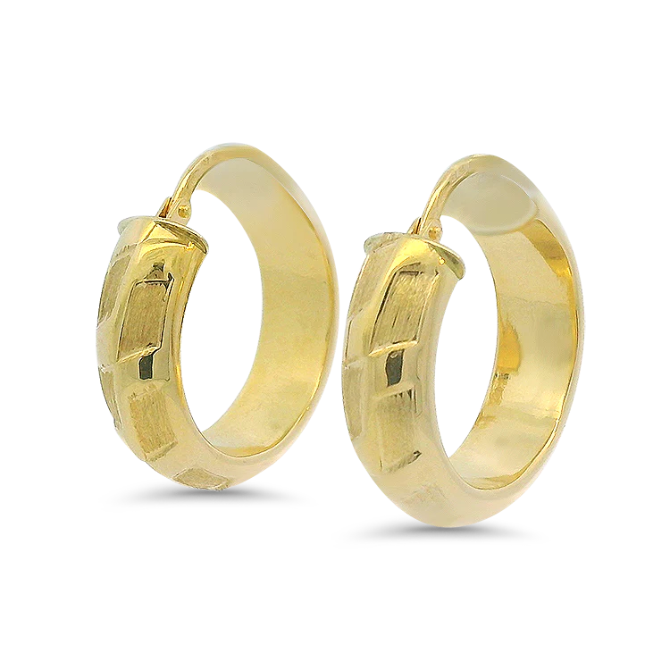 Estate 18k Yellow Gold Patterned Hoop Earrings