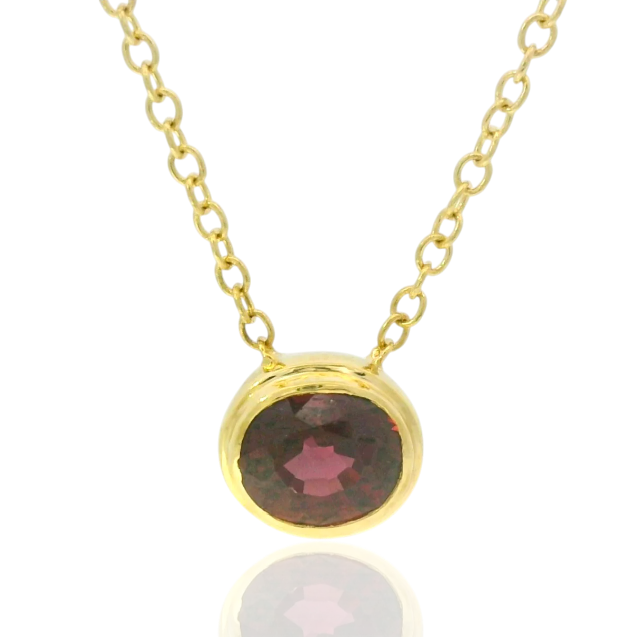 Estate 18K Yellow Gold Ruby Pendant Necklace