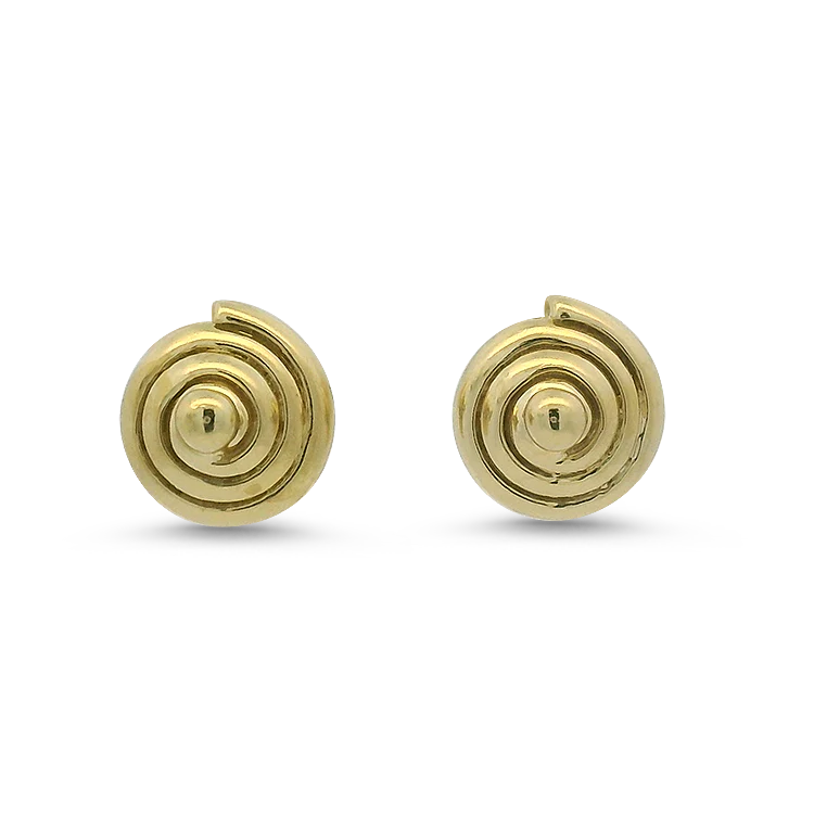 Estate 18k Yellow Gold Swirl Stud Earrings