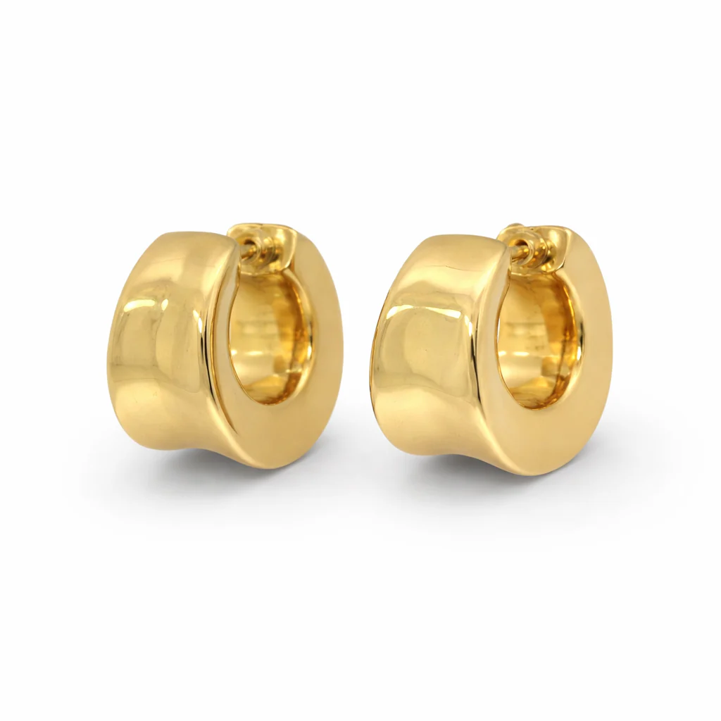 Estate 18K Yellow Gold Tapered Hoop Earring