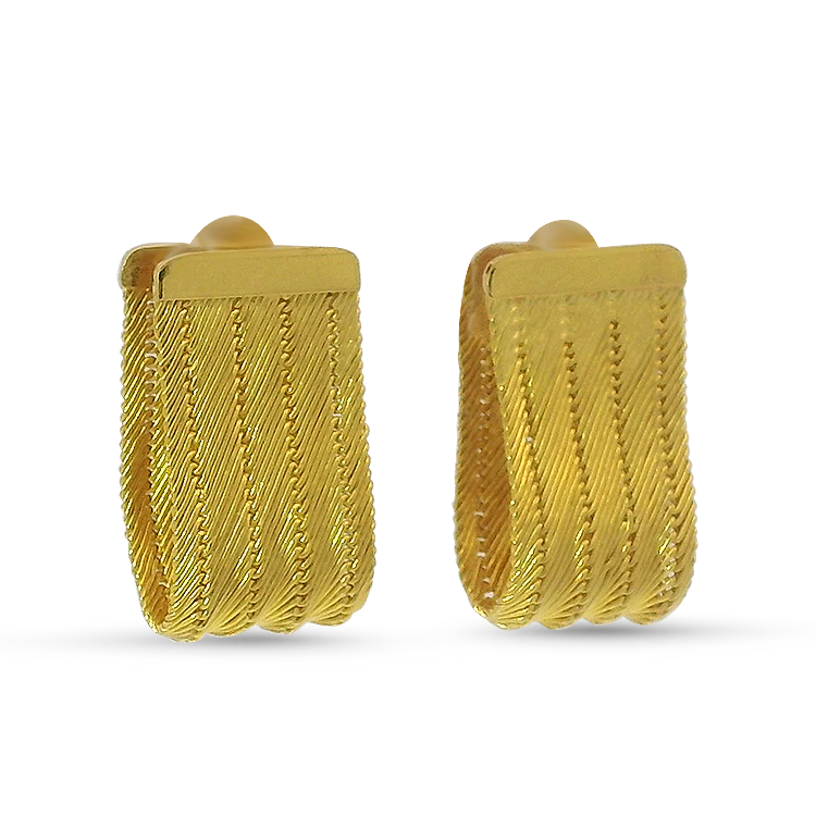 Estate 22k Yellow Gold Folding Woven Earrings