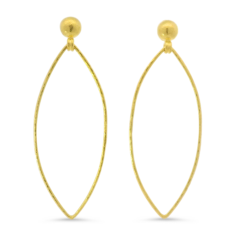 Estate 22k Yellow Gold Gurhan Navette Drop Dangle Earrings