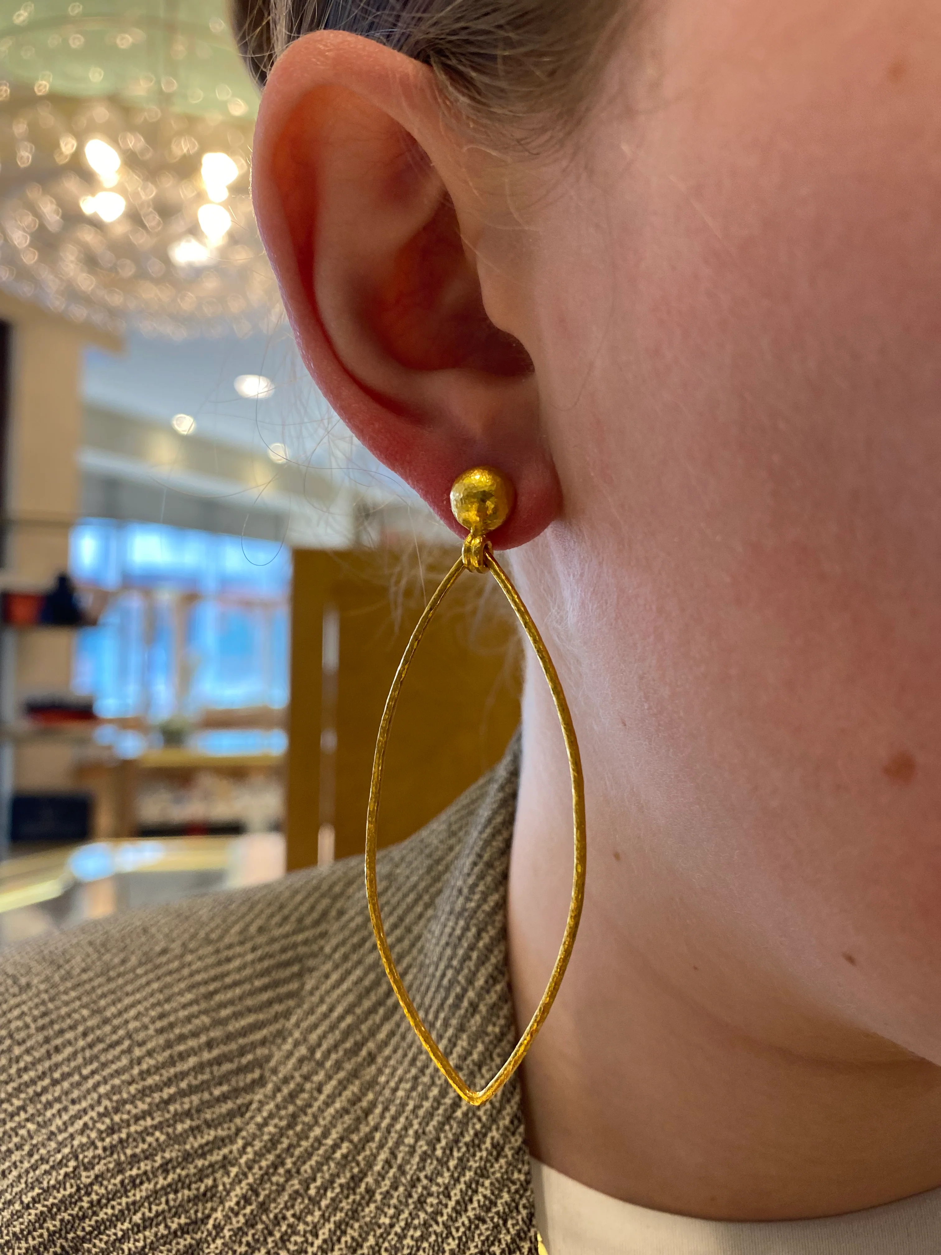 Estate 22k Yellow Gold Gurhan Navette Drop Dangle Earrings - Image 2
