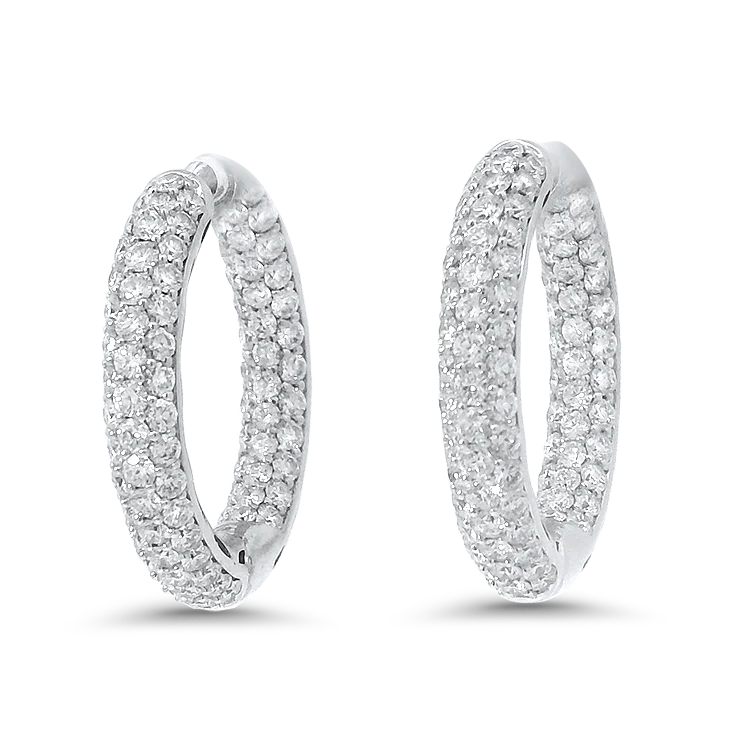 Estate Christopher Designs 18k White Gold Inside-Out Diamond Hoop Earrings