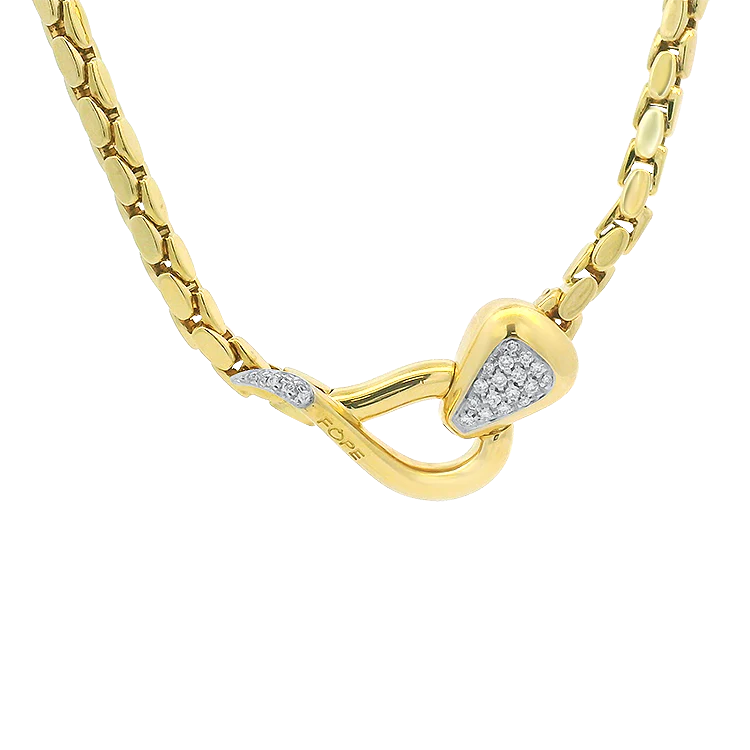 Estate Fope 18k Yellow and White Gold Two-Tone Lariat Necklace