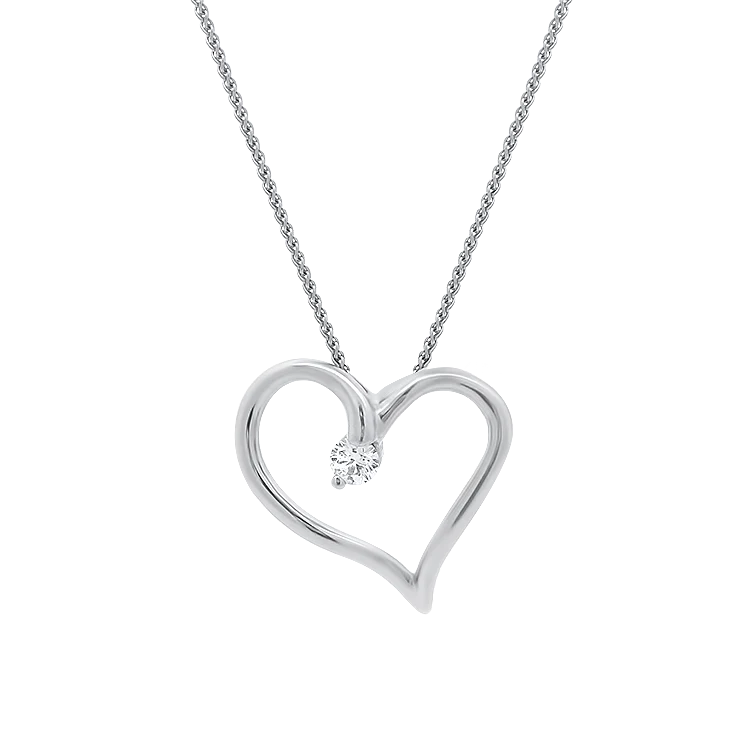 Estate Hearts On Fire 18k White Gold Diamond Heart Necklace