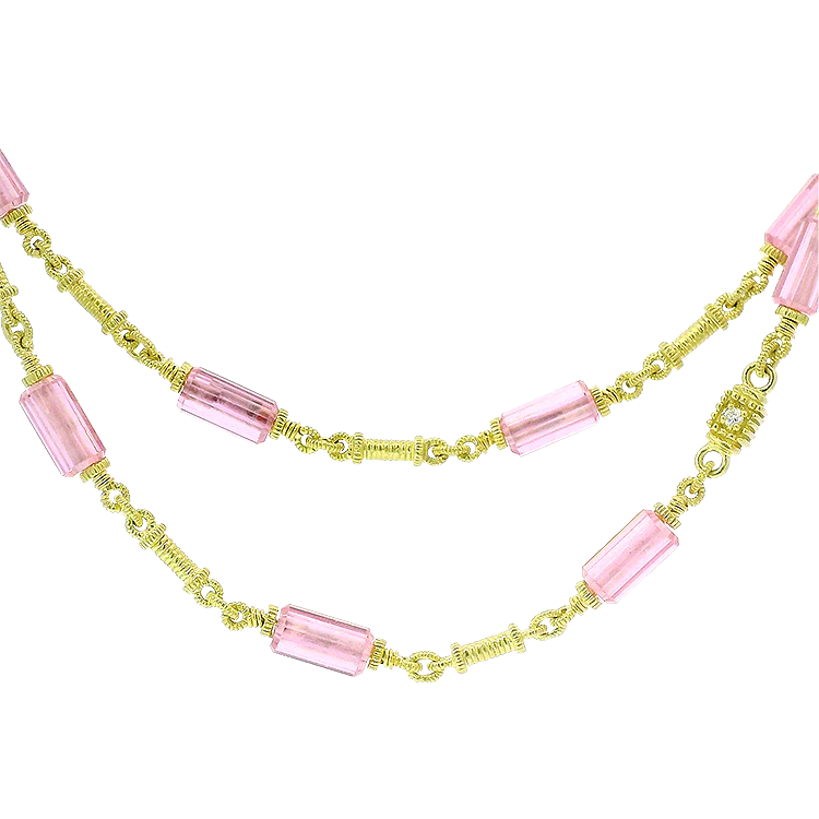Estate Judith Ripka 18k Yellow Gold Link Necklace
